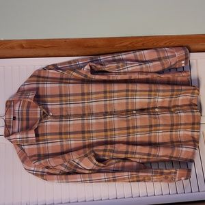 unbranded Teen Boy Salmon Color Plaid flannel shirt